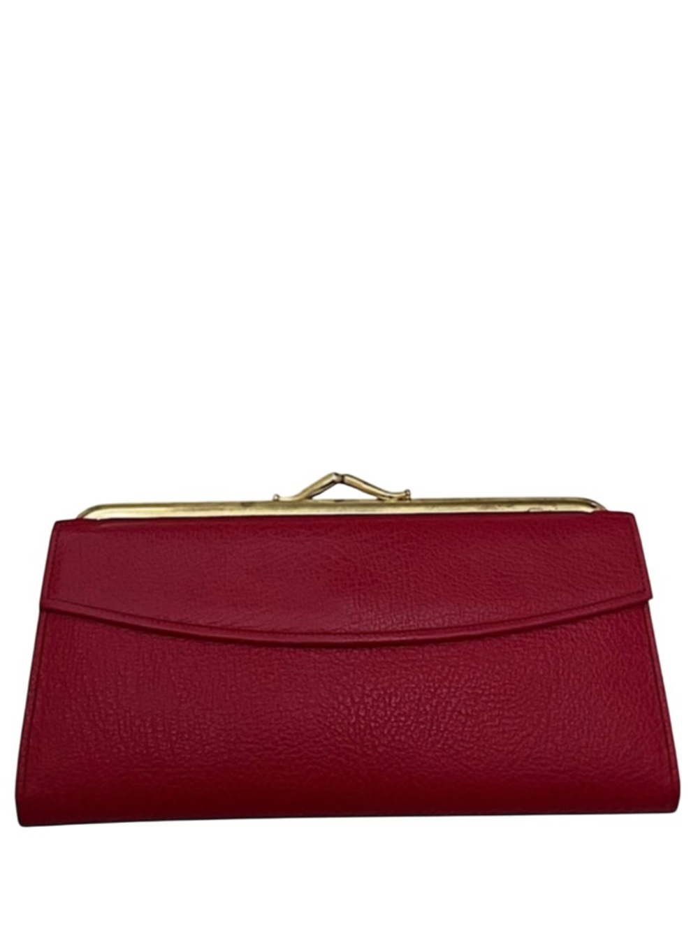 BARONET - RED LEATHER GOLD HARDWARE KISSLOCK LONG WALLET